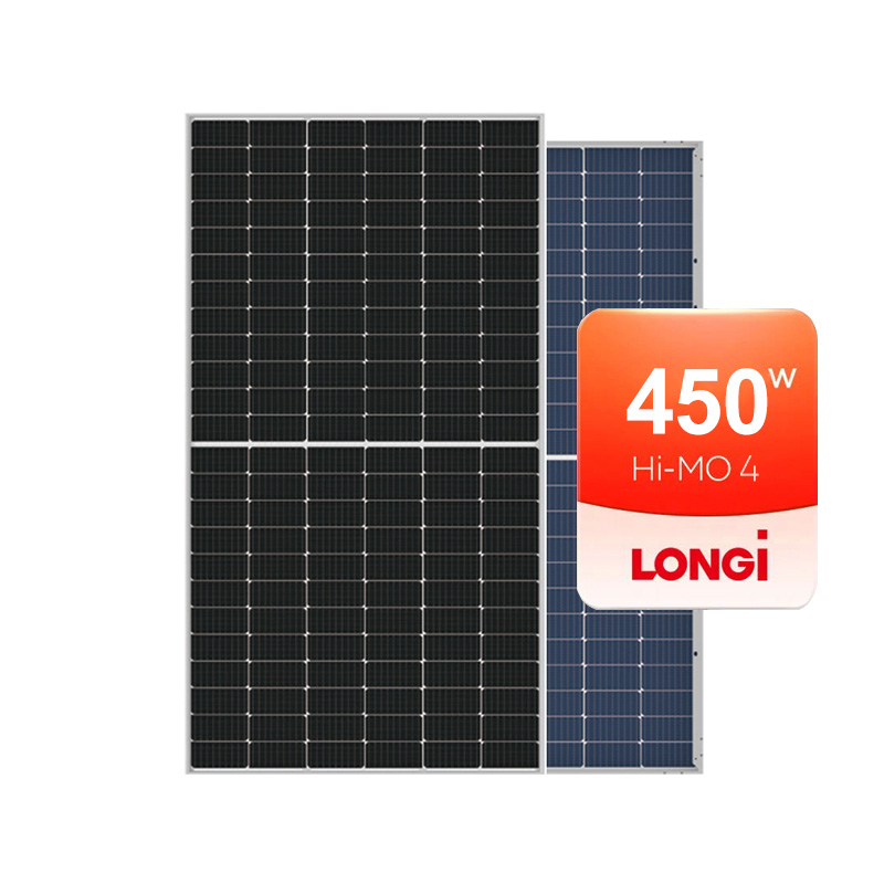 Longi Hi-MO 4 Tier 1 Mono 450Wp 455Wp 460Wp 465Wp Panneau solaire à double verre demi-coupé Module PV Longi tout noir 355Wp 360Wp 370Wp