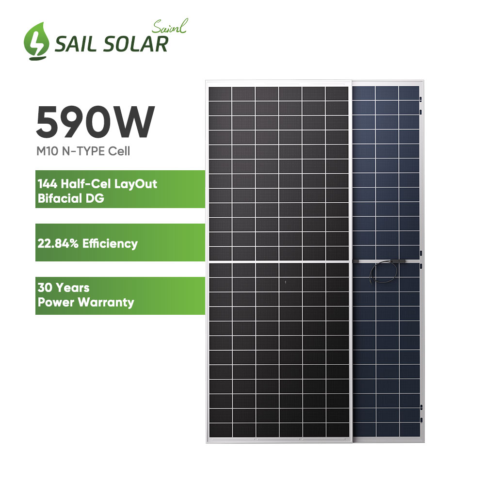 Module de panneau solaire photovoltaïque bifacial de type N, double verre, 555W, 560W, 565W, 570W, 575W, 580W