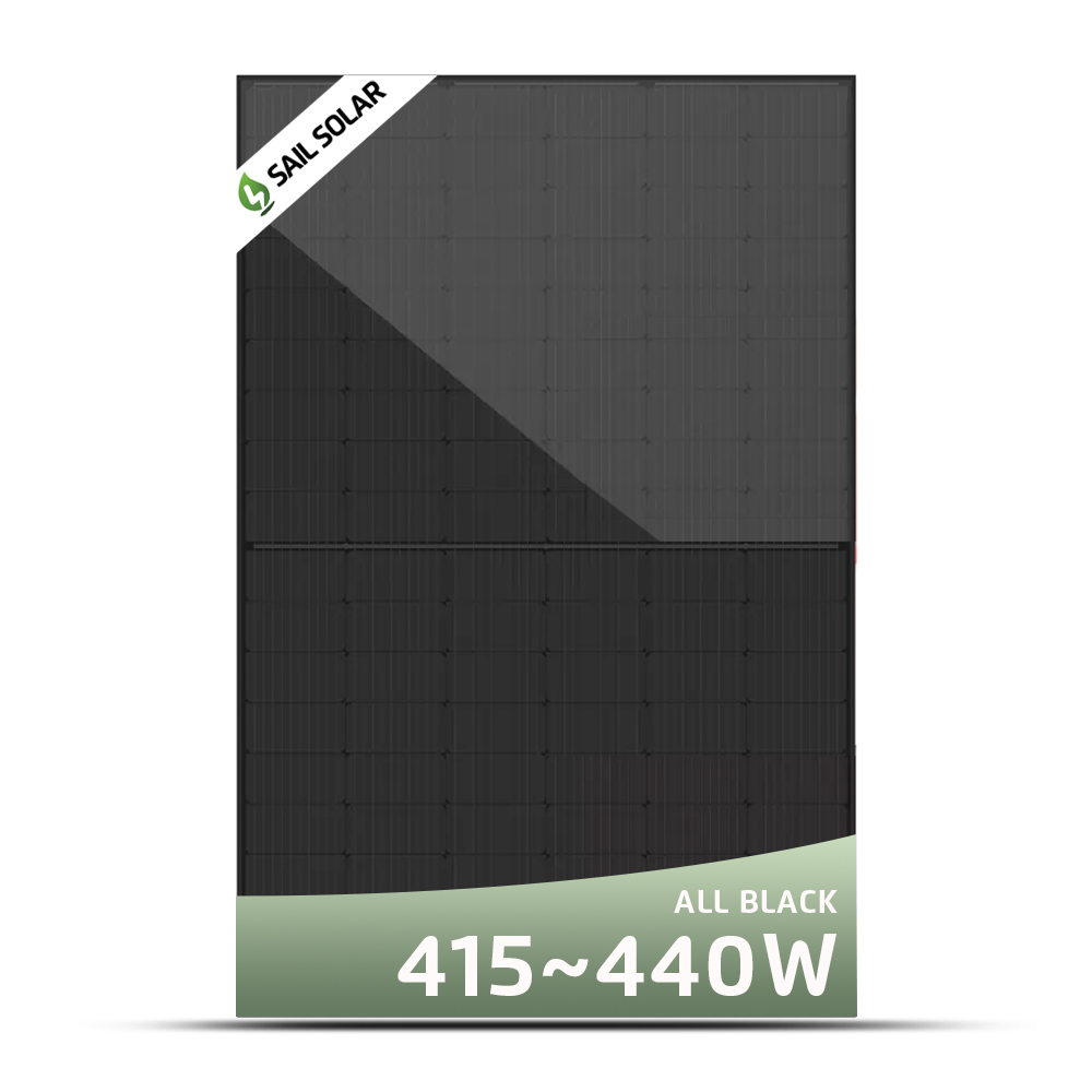 Panneau solaire PV N de Type Topcon, module entièrement noir, 415Wp, 420Wp, 425Wp, 430Wp, 435Wp, 440Wp, Stock européen