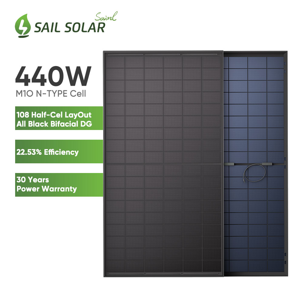 Panneau solaire PV N de Type Topcon, module entièrement noir, 415Wp, 420Wp, 425Wp, 430Wp, 435Wp, 440Wp, Stock européen
