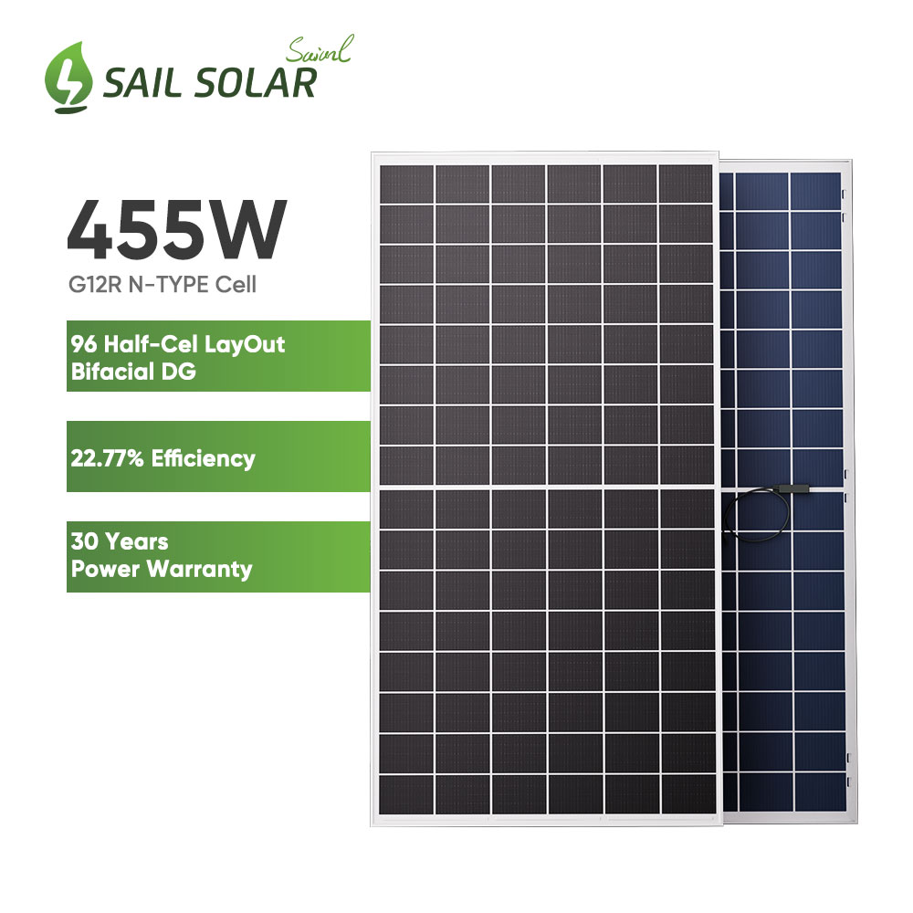 Sail Solar 96 cellules Panneau solaire à double verre bifacial 435W 440W 450W