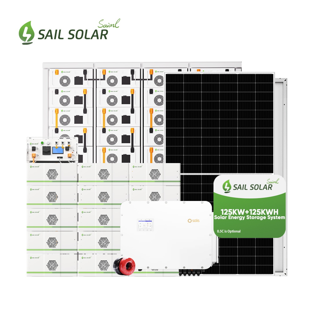 Système solaire hybride haute efficacité de 125 kW combiné à un onduleur Solis pour une solution de stockage d'énergie commerciale