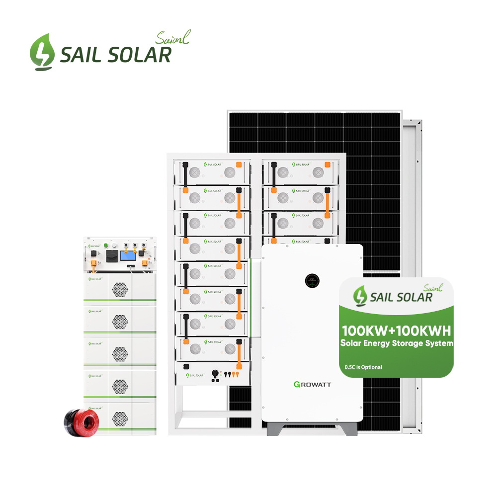 Solutions de systèmes solaires hybrides de réseau solaire de 100 kW de SAIL SOLAR pour les plans industriels et commerciaux