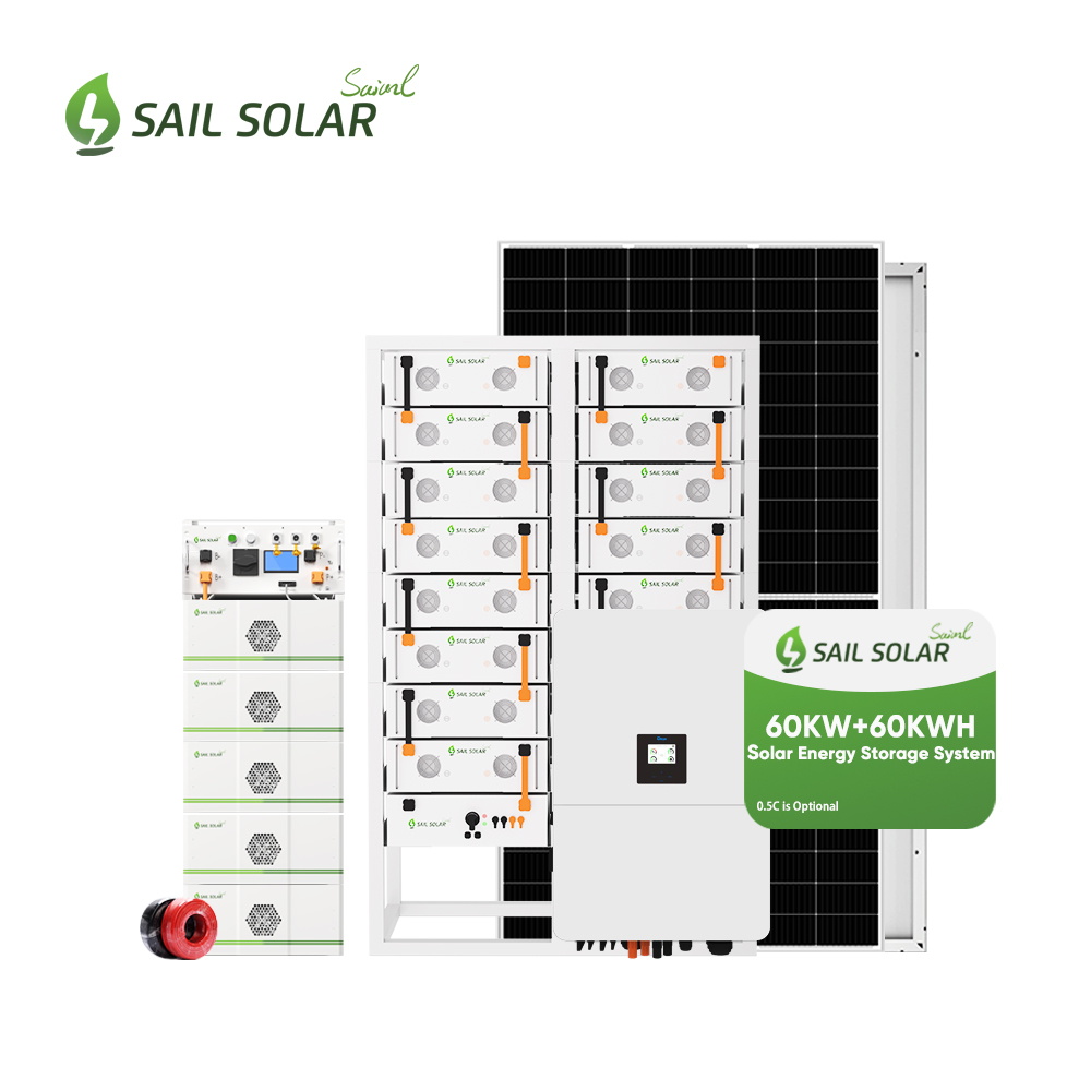 Système solaire hybride réseau/hors réseau de haute qualité 60 kW 80 kW combiné à un onduleur Deye pour une solution de stockage d'énergie commerciale